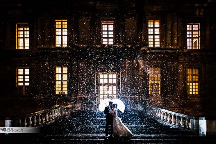 mariage sous la pluie
